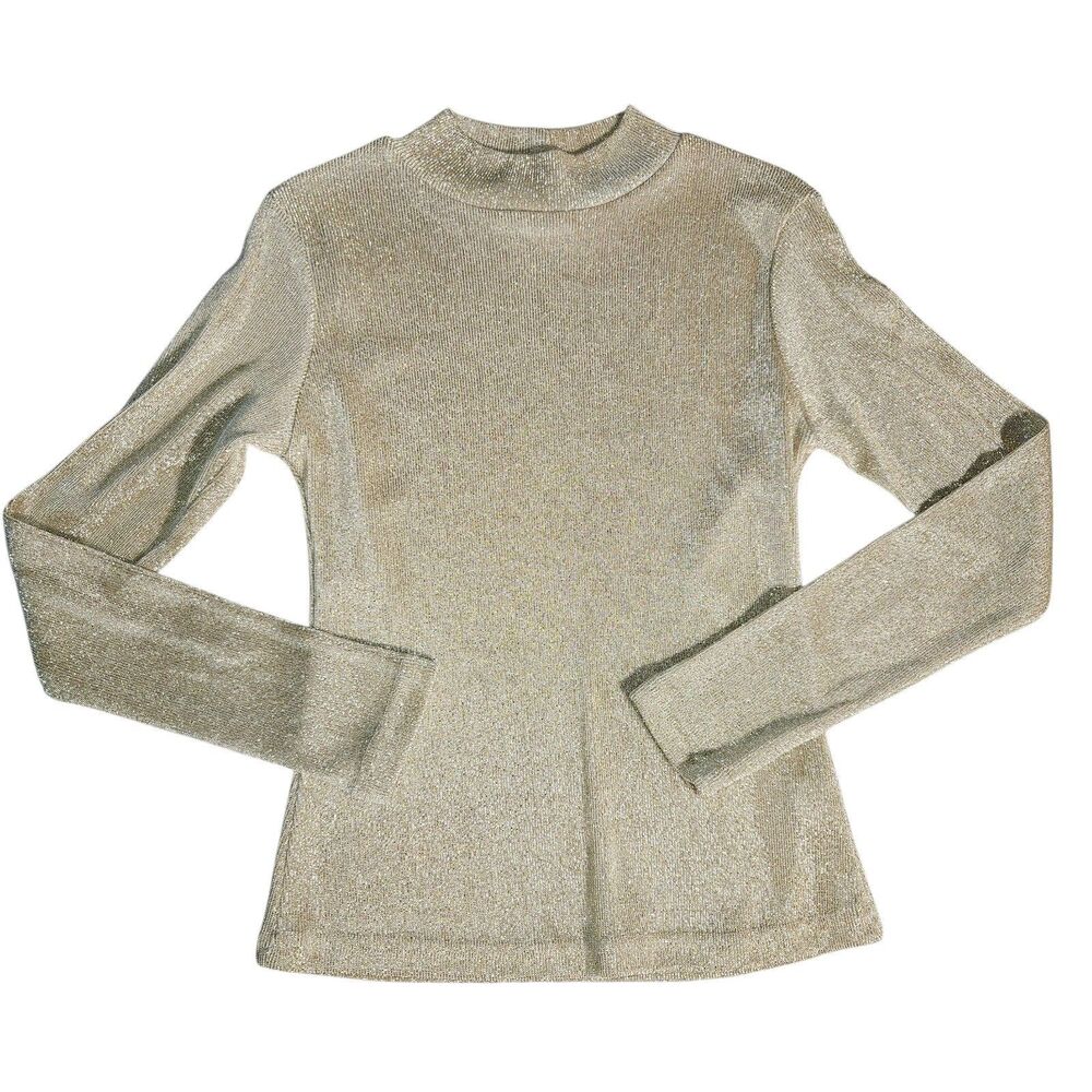 Vintage Rods Western Wear Top Size M Gold Sparkle Crew Neck Horse Show Clothes